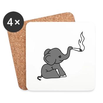 elefant bekifft kiffen joint stoned weed cannabis - Untersetzer (4er-Set) - Weiß - Vorne