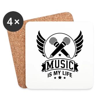 music_is_my_life_ba1 - Dessous de verre (lot de 4) - blanc - Devant