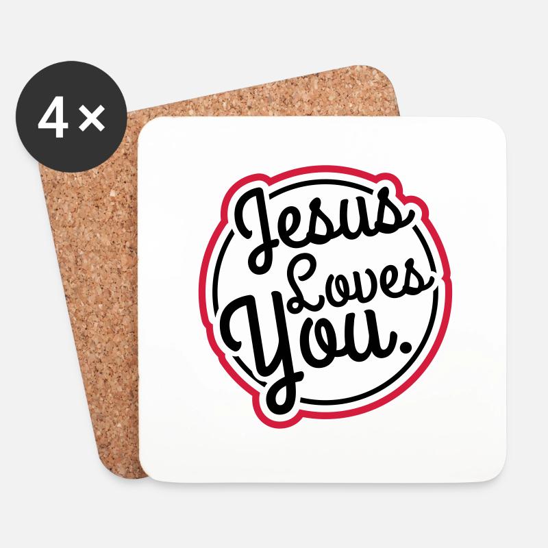 jesus_loves_you_gu2 - Untersetzer (4er-Set) - Weiß