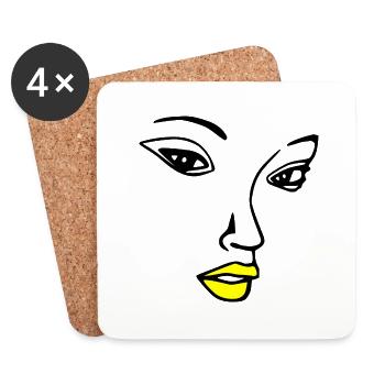 Cool Pretty Woman Face by Milaino - Coasters (set of 4) - white - Front