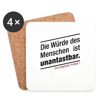 Grundgesetz Die Würde des Menschen ist unantastbar - Untersetzer (4er-Set) - Weiß - Vorne