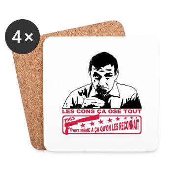 les cons ça ose tout 1963 lino ventura - Dessous de verre (lot de 4) - blanc - Devant