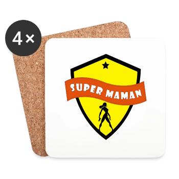 04 - TS - Supermaman - Dessous de verre (lot de 4) - blanc - Devant