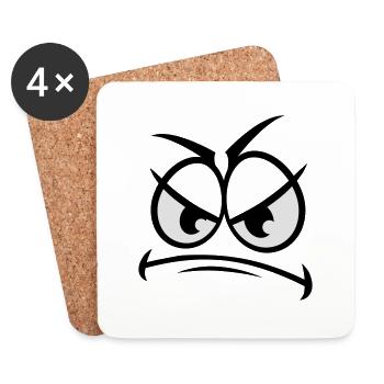Evil wicked angry cartoon face - Coasters (set of 4) - white - Front