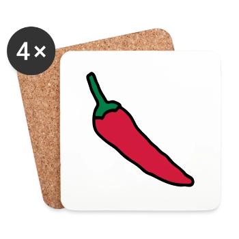 piment dessin de légume paprika espelette - Dessous de verre (lot de 4) - blanc - Devant
