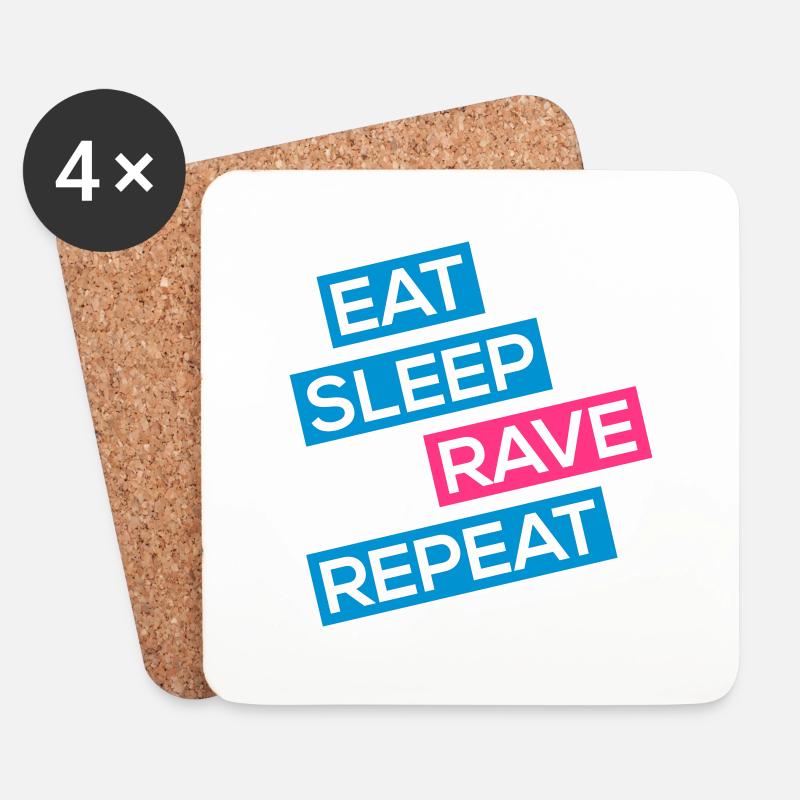 eat sleep rave repeat - Untersetzer (4er-Set) - Weiß