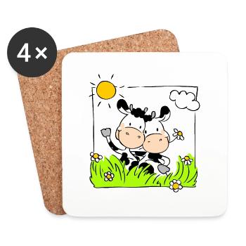 Cow Friends - Dessous de verre (lot de 4) - blanc - Devant