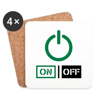 On Off Power Schalter Design - Untersetzer (4er-Set) - Weiß - Vorne