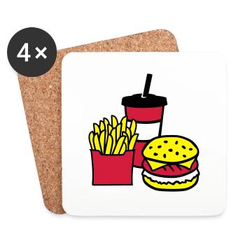 Fast food - Dessous de verre (lot de 4) - blanc - Devant