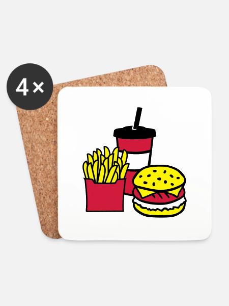 Fast food - Coasters (set of 4) - white