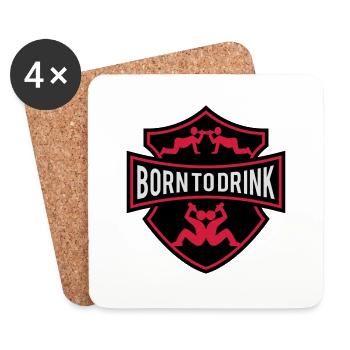 Born to Drink Funny Logo - Coasters (set of 4) - white - Front