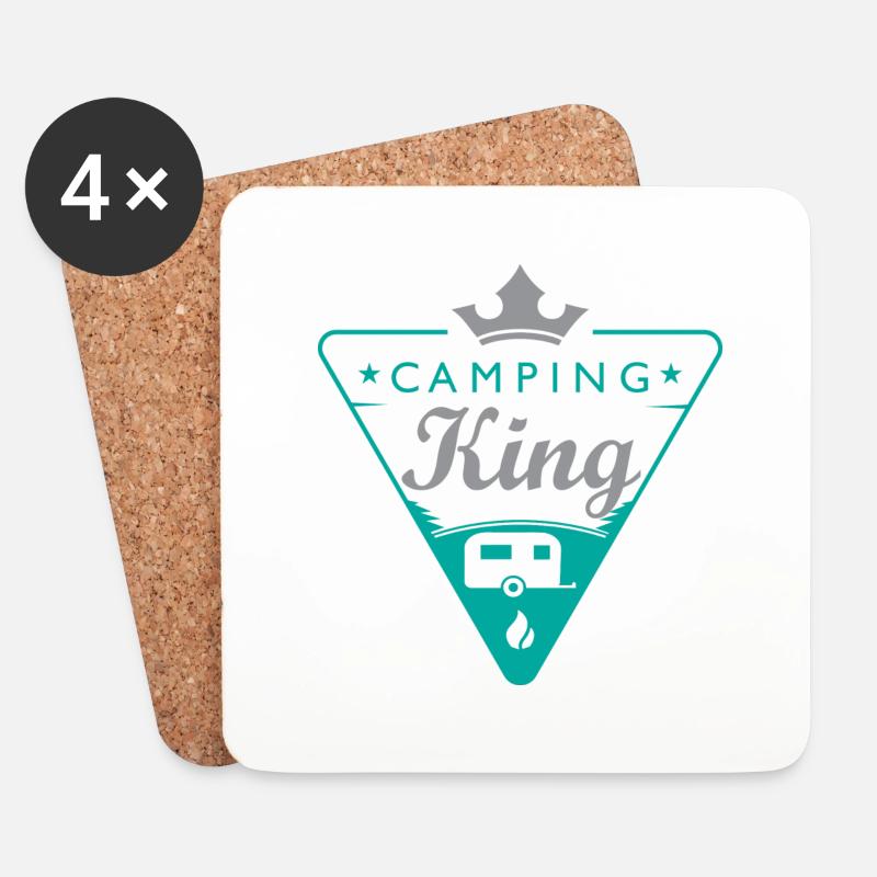 Camping-Shirt King - Untersetzer (4er-Set) - Weiß