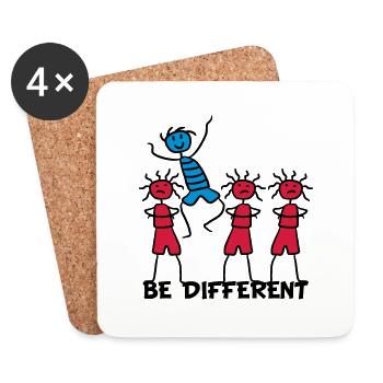 Bonne Funny Boy Soyez différent - Dessous de verre (lot de 4) - blanc - Devant