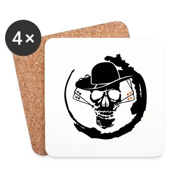 tete de mort carte poker as carré crane - Dessous de verre (lot de 4) - blanc - Devant