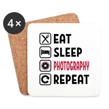 Mangez Sommeil Photographie Répétez - Dessous de verre (lot de 4) - blanc - Devant