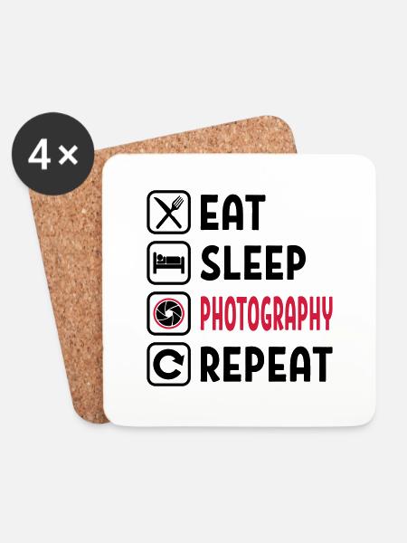 Eat Sleep Photography Repeat - Untersetzer (4er-Set) - Weiß