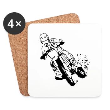 Moto Cross - Untersetzer (4er-Set) - Weiß - Vorne