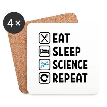 Eat Sleep Science Repeat - Untersetzer (4er-Set) - Weiß - Vorne