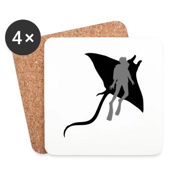 2 friends divers dive stingrays s - Coasters (set of 4) - white - Front