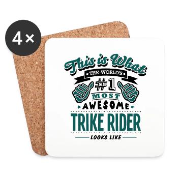 trike rider world no1 most awesome copy - Coasters (set of 4) - white - Front