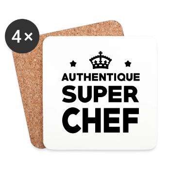 Chef / Patron / Boss / Cuisinier / Cuisine - Dessous de verre (lot de 4) - blanc - Devant