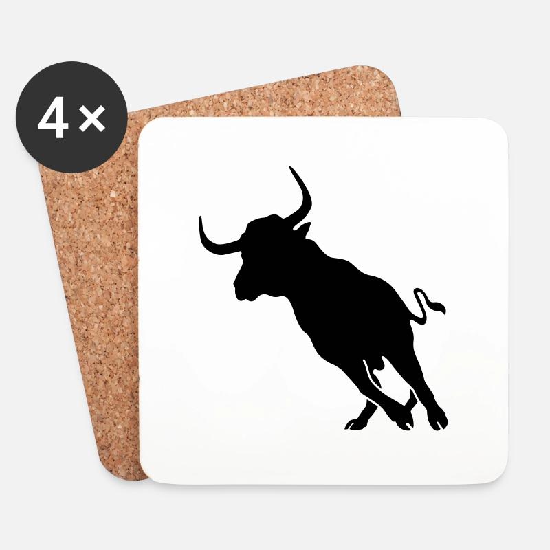 Stier - Untersetzer (4er-Set) - Weiß