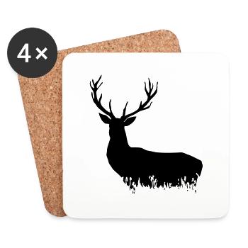 Deer - Hirsch - Untersetzer (4er-Set) - Weiß - Vorne