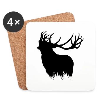Deer - Hirsch - Untersetzer (4er-Set) - Weiß - Vorne