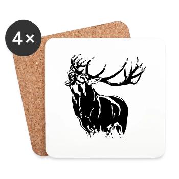Deer - Hirsch - Untersetzer (4er-Set) - Weiß - Vorne