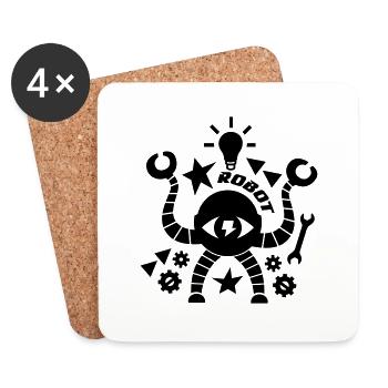 robots - Coasters (set of 4) - white - Front