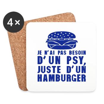 hamburger pas besoin psychologue humour - Dessous de verre (lot de 4) - blanc - Devant