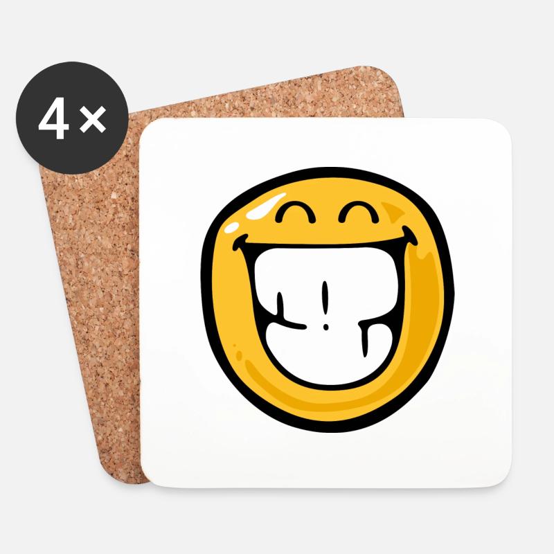 Smiley happy delight - Untersetzer (4er-Set) - Weiß