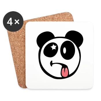 Smiley kawaii Panda - Dessous de verre (lot de 4) - blanc - Devant