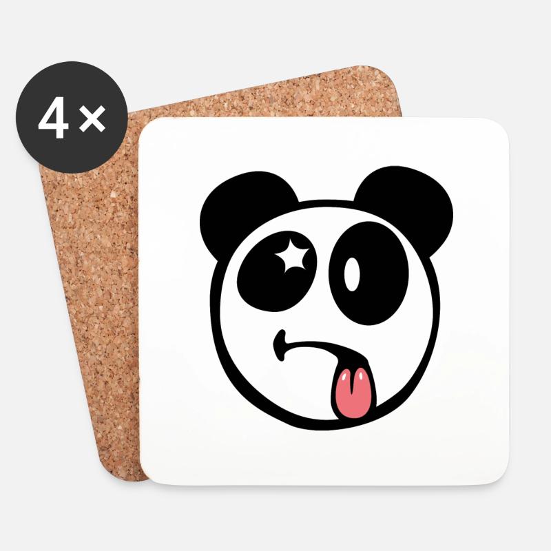 Smiley kawaii Panda - Untersetzer (4er-Set) - Weiß