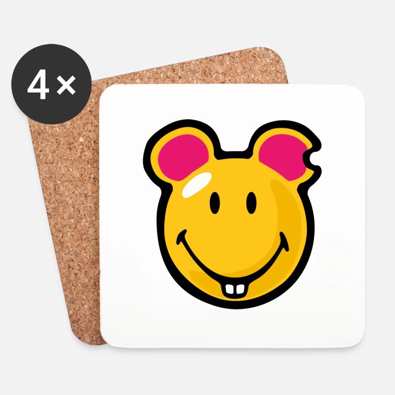 Smiley Mouse - Untersetzer (4er-Set) - Weiß