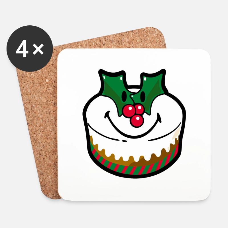 Smiley Cake Christmas - Untersetzer (4er-Set) - Weiß