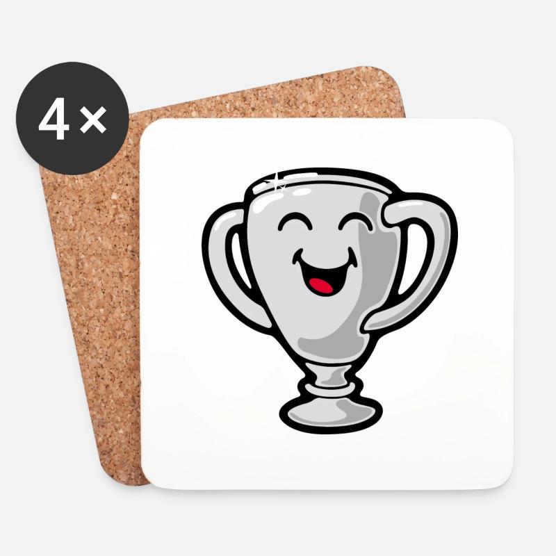 Smiley Trophy - Untersetzer (4er-Set) - Weiß