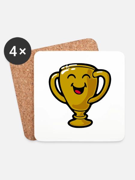 Smiley Trophy - Untersetzer (4er-Set) - Weiß