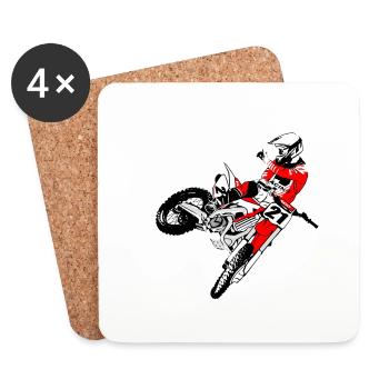 Moto Cross - MX - Supercross - Coasters (set of 4) - white - Front