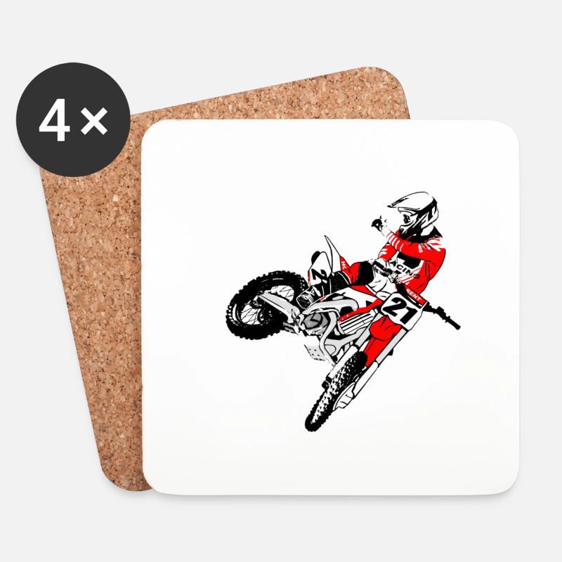 Moto Cross - MX - Supercross - Untersetzer (4er-Set) - Weiß