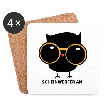Eule mit Brille (b) - Untersetzer (4er-Set) - Weiß - Vorne