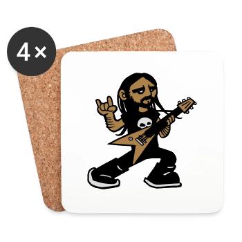 metal rock and roll hell music fest guitar - Coasters (set of 4) - white - Front
