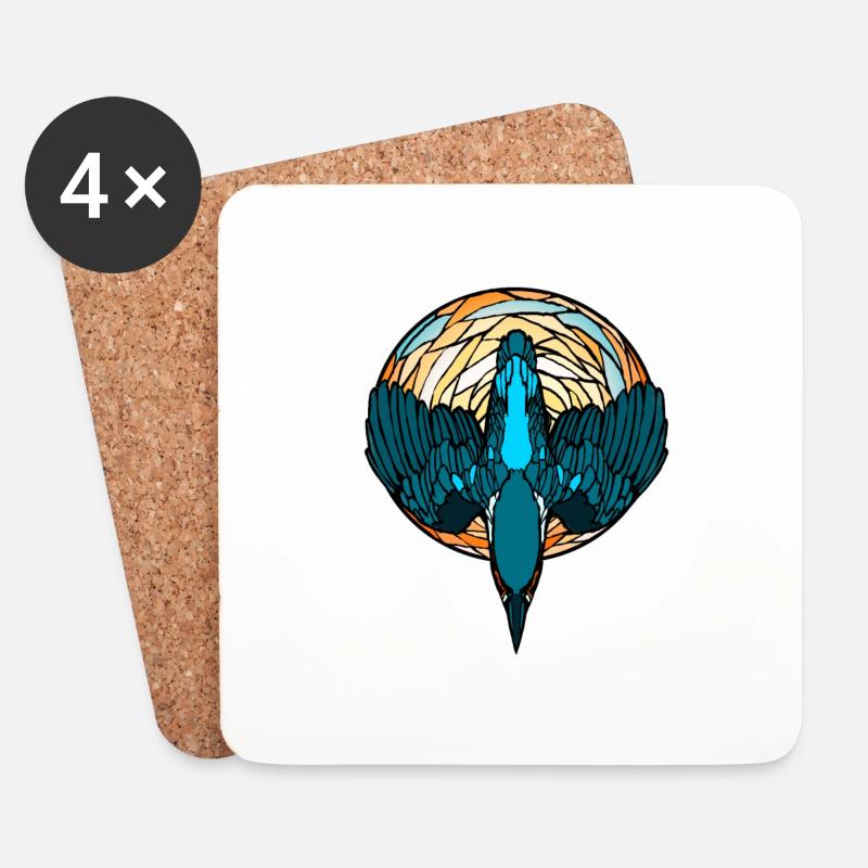 Eisvogel Mosaik bunt Geschenk Vogel - Untersetzer (4er-Set) - Weiß