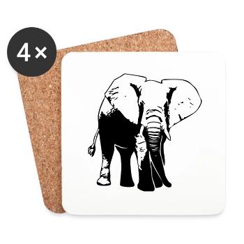 Elefant - Elephant - Untersetzer (4er-Set) - Weiß - Vorne