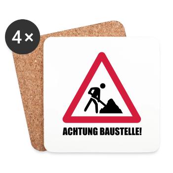 baustelle achtung - Untersetzer (4er-Set) - Weiß - Vorne