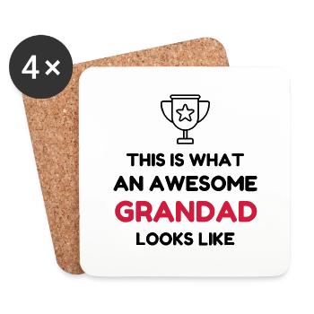 Papy Papi Grand-Père Retraite famille - Dessous de verre (lot de 4) - blanc - Devant
