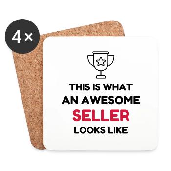 Seller Shop Store Verkäufer Vendeur Vendeuse - Coasters (set of 4) - white - Front