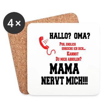 Hallo Oma - Mama nervt mich! schwarz - Untersetzer (4er-Set) - Weiß - Vorne