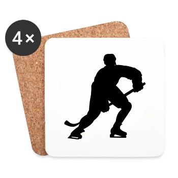 joueur de hockey - Dessous de verre (lot de 4) - blanc - Devant