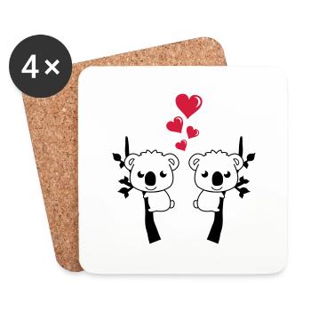 koalas_in_love_001 - Dessous de verre (lot de 4) - blanc - Devant